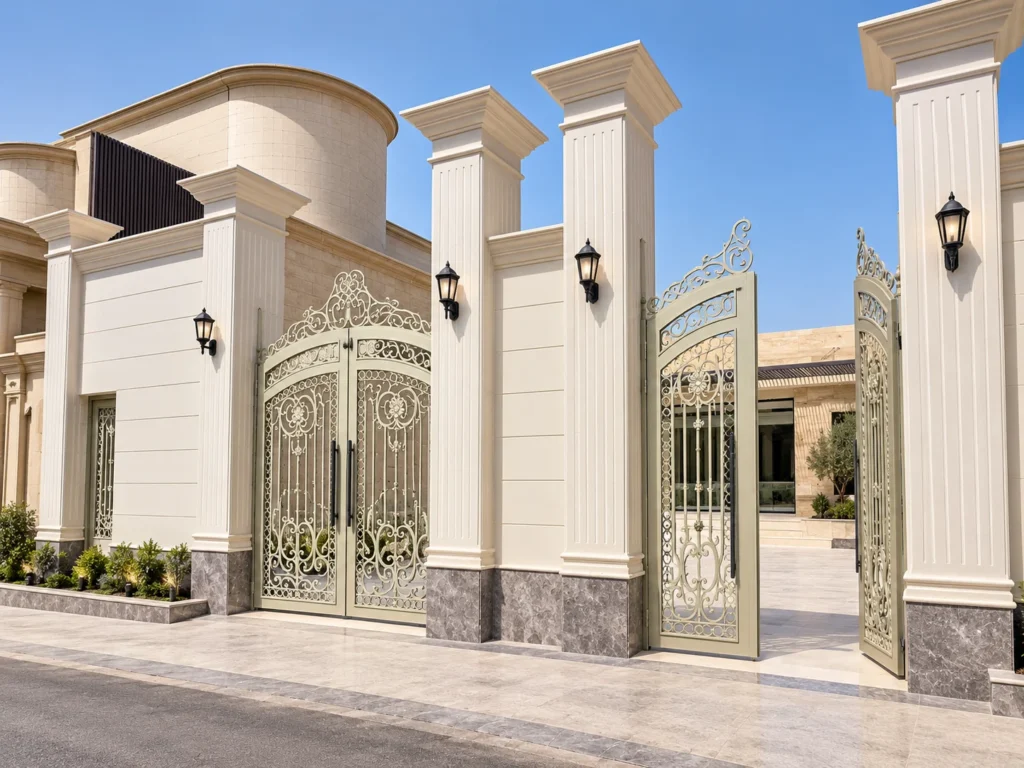 حجر الرياض في مدخل وأسوار فيلا خاصة بحي الملز