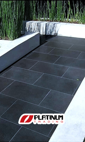 حجر بازلت أسود للأرضيات الخارجية بتصميم عصري